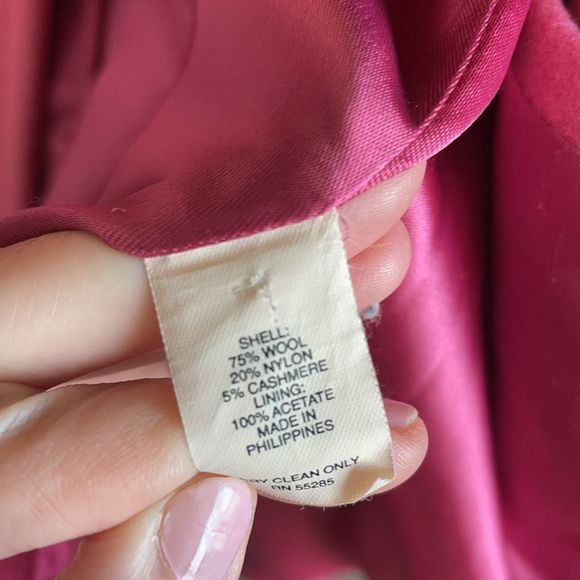 VTG Wool Cashmere Blend Pink Express Peacoat XS - Picture 5 of 6